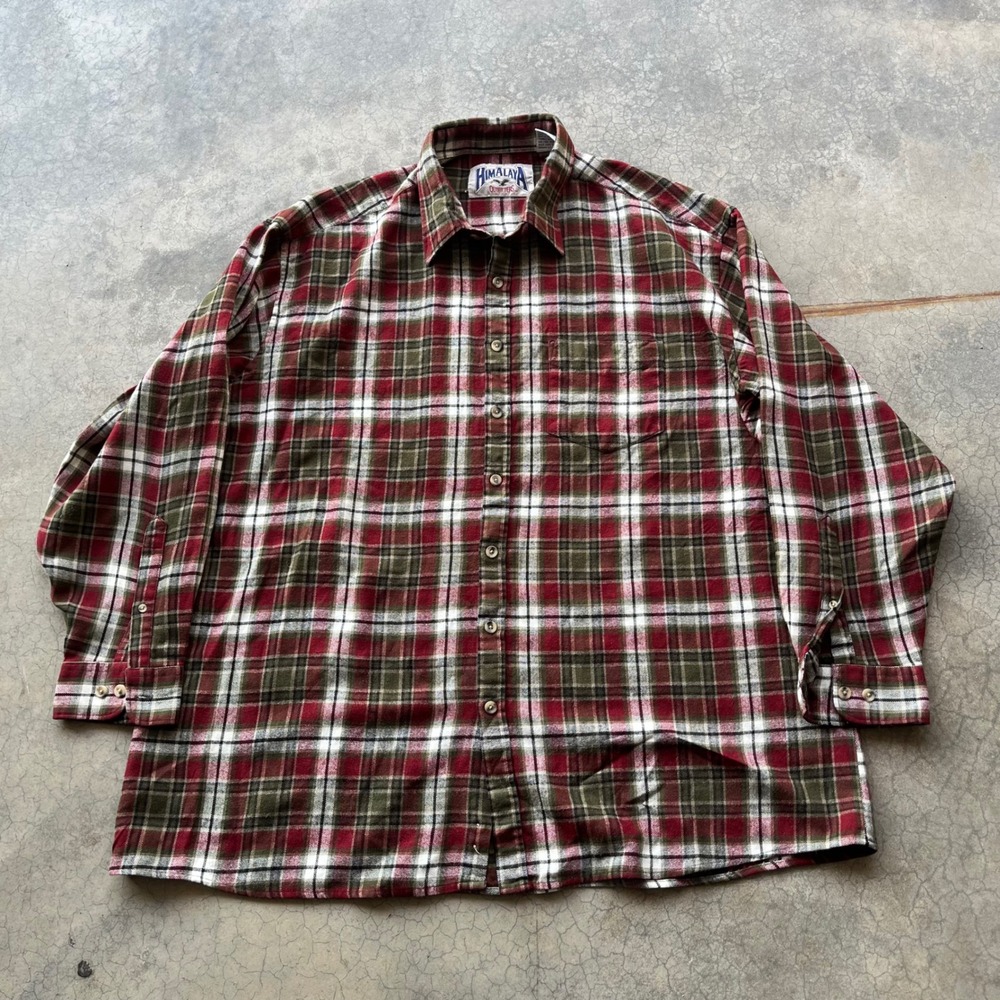 Himalaya Outfitters Mens 3XLT Plaid Flannel Shirt Red Green Tall Long Sleeve